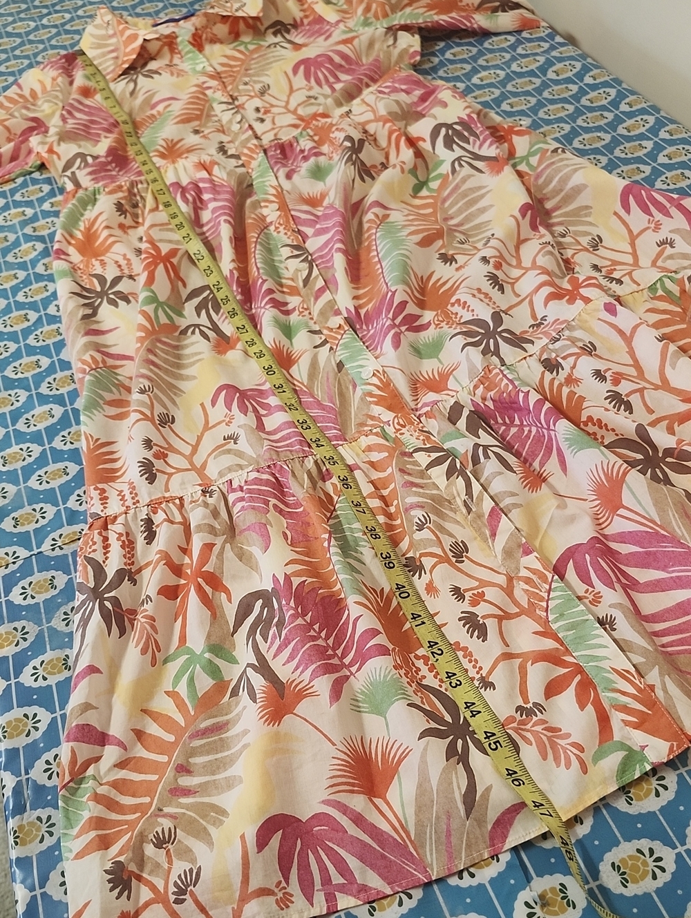J. McLaughlin Tybee Jungle Melody Midi Shift Dress Cotton Resortwear Size Large - Picture 6 of 10